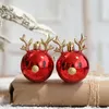 Kerstdecoraties 2 stks ornamenten imitatie metalen plastic bal Santa Claus Elk voor huizendecoratie vakantie feestartikelen rugzakband