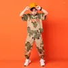 Scene Wear Kid Hip Hop Clothing Casual Loose T-shirt Top Camouflage Pants For Girls Boy Jazz Dance Costume Ballroom Dancing Clothes