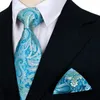 Noeuds papillon à la main Ensembles de cravates Paisley Bleu Turquoise Violet Rose Rouge Hommes Cravates Hanky Soie Jacquard Tissé Marque En Gros