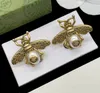 Designer Stud earrings brass material 925 silver needles anti-allergic bee luxury brand earring ladies weddings parties gifts exquisite jewelry