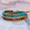 Bedelarmbanden handgemaakte geweven kristallen kralen voor vrouwen boho mode sieraden natuursteen kralen wrap lether touw armband