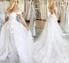 Manches Courtes Cap Robes D Dentelle Florale Applique Corset Dos Tulle Une Ligne Balayage Train Robe De Mariée Grande Taille Robe De Novia e