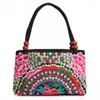 Taille Taschen Mode Stickerei Frauen Kleine Handtaschen National Floral Gestickte Dame Top-griff Einschichtige Perlen Träger