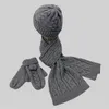 Hats Scarves Gloves Sets 3PC Knitted Hat Scarf Glove For Women Female Autumn Winter Warm Woolen Twist Cap Gorros Bonnet Solid Knit Gift