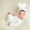 Keepsakes Fuzzy Born Bunny Outfit For Pography Props Knitting Mönster Bunny Romper Open Foot Baby Po Rabbit Sleeper 230526