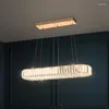 Kroonluchters moderne mode eenvoudige geometrische vorm kristal ovaal grote kroonluchter el lobby woonkamer slaapkamer led verlichting