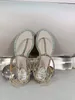 RENE CAOVILLA cristal été creux sandales pour femmes en cuir véritable orteil piste fête mode sandales conception à talons bas sandales à pincement à talons bas boîte d'origine