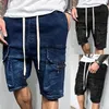 Män jeans sommar män avslappnade sportbyxor passar löpande joggar svettbyxor kvalitet knälängd shorts rak