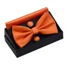 Bow Ties Ricnais Arrive Mens Waterproof Tie Set Brown Green Solid Pocket Square Cufflinks Bowtie Sets For Man Wedding Accessories