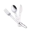 Dinnerware Sets Stainless Steel Western Tableware Set For Camping Outdoor Portable Durable Kitchen Accessories Knife Fork Spoon Hollow