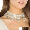 Chokers Choker Collier En Cristal De Luxe Pour Les Femmes À La Mode Strass Gland Bijoux Accessoires De Fête Collier Femme Cadeau Drop Delivery Dh1Xq