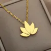 Kettingen Minimalistische lotus ketting voor vrouwen roestvrij staal Gold vergulde luxe kettingbruiloft sieraden geschenken Onverkoop