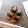 Sandals Summer Girl's Sandals Braided Classic Morden Kids Sliders 21-34 Open Toe Three Colors Open Toe Soft Leather Children Flat Shoes R230529