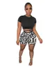 Women's Tracksuits Luxury Casual Striped Patchwork Short Tracksuit Women Lounge Wear Sport O Neck Crop Top Shorts Skinny Club Two Piece Sets