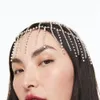 Mesh rhinestone hair chain bridal crystal Tassel Hair hoop National style full of drill Stage model catwalk hat chain Hair Chain Jewelry wholesale 1244