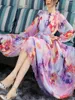 Casual Dresses Plus Size Women Clothing Large Swing Long Dress Summer Fashion Print Chiffon Maxi Vestidos Femininity Puff Sleeve Holiday