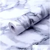 Andra dekorativa klistermärken Wallstickery Marble Paper For Counter Top Black Grey Granite Wallpaper Gloss Self Adhesive Waterproof Home DHLBG