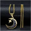 Hänghalsband 2023 Fashion Light of Stars and Moon Charm Halsband Guldfärg Roteston Kedja för kvinnor Små smycken Drop Deliv Dhwjw