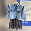 Kleding sets meisjes denim jas jurk set kinderen herfst mode Zuid -Korea