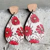 Bengelen oorbellen kerstbomen rudolph print houten drop vrouwen traanvorm vorm creatief vrolijk geschenken groothandel