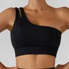 Bras Sexy Feminina Esportes de um ombro de um ombro Push Up Treinete Roupa Roupa de alta força Running Fitness Bra Vest J230529