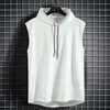 Men's Tank Tops Mens Sleeveless Hoodies Fashion Casual Zipper Hooded Sweatshirt Men bodybuilding tank top sporting Shirt waistcoat vest gym 230619