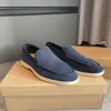 Excelente Marca Caminar Ante Caballero Vestido Zapatillas Zapatos Hombres Cuero Liso LP Mocasines Slip-on LoroPiana Mocasines Confort Vestido de Fiesta Casual Caminar EU38-46