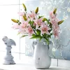 Dekoracyjne kwiaty Prawdziwy dotyk sztuczny lilia flores ślubny fałszywy trzymanie jedwabiu bukiet białe plastikowe gałęzie domowe przyjęcie ślubne wystrój ślubny