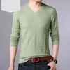 Men's T Shirts 2023 Autumn Fashion T-shirt Sweater V-Neck Slim Fit Knittwear Mens Long Sleeve Pullovers Tshirts Men Fitness Pull Homme
