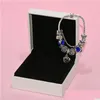 Urok bransoletki moda niebieska bransoletka do biżuterii sier platowana majsterkowicz Star Księżyc z koralikami z pudełkiem Dhlae