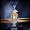 Pendant Necklaces Elegant Yellow Crystal Oval Shape Birdie Necklace For Female Sier Color Fine Banquet Jewelry Birthday Gifts 2023 D Dhh5Z