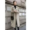 여자 양모 패션 블랙 모직 코트 가을과 겨울 한국 여성의 두꺼운 느슨한 긴 색상 재킷 770