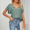 Camicette da donna Trendy Tee Top T-shirt tinta unita da donna con taglio 3D Indumento quotidiano estivo sottile resistente al colore