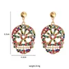 Stud Earrings Colorful Carved Rhinestone Female Halloween Temperament Retro Funny Punk Jewelry Skeleton 2023