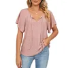 Camicette da donna Trendy Tee Top T-shirt tinta unita da donna con taglio 3D Indumento quotidiano estivo sottile resistente al colore