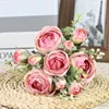 Dekorativa blommor Pretty Artificial Rose Flower Lätt att ta hand om bukett med stam snyggt falskt DIY