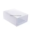 Storage Boxes Bins Foldable Clear Plastic Shoe Box Thicken Dustproof Der Candy Color Stackable Organizer Drop Delivery Home Garden Dhprc