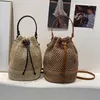 Bolsas noturnas de palha de alta capacidade de palha de palha feminina bolsa de balde feminina bolsas tecidas Casual Boho Beach Crossbody