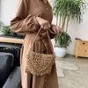 Outras bolsas Bolsa de palha casual Tassel Mulheres tecidas Bolsa Crossbody Bolsa de ombro de praia Summer Hollow Lady Bolsa Bolsa