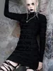 Robes décontractées WOMENGAGA trou évider mode Mini robe courte Sexy taille mince mince fille noir 2023 été WR41