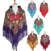 Foulards Grand Carré Coton Capes Style Ethnique Pashmina Fringe Longs Châles Écharpe Chaud Musulman Hijab Imprimer Floral Bufanda Casual Wraps