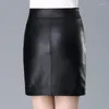 Jupes Hwitex femme Mini jupe moulante une ligne Sexy femme taille haute mince en cuir véritable court dames bas HW3200