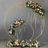Decorative Flowers Gold-Plated Shiny Round Flower Stand Wedding Arch Props Shelf Birthday Party Balloon Backdrop Decor Circle Wrought Iron