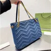 Vintage Denim Tote Women Chian Luxurys Handbag Classic Designer Shoulder Bags Lady Retro Shopping Handväskor