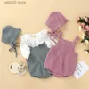 Rompers Baby Girls Romper Knitted Newborn Baby Clothes Sleeveless Romper With Hat Toddler Infant Kids Boys Girls Warm Jumpsuits Clothes T230529