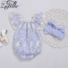 Rompers Zafille Off Shoulder Lace Baby's Rompers och Hat Girl Bodysuit för nyfödda flickor Spädbarn Summer 2023 Toddler Baby Onesies T230529