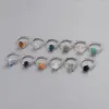 Anillos de racimo BOROSA 5 uds colores mezclados Color plata fluorita verde de forma libre para mujer moda Drusy gemas joyería fiesta SS206