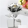 Świece posiadacze nordyckie świece posiadacz platforma Sier Gold Lotus Rose kształt świecznika Valentine Wedding Festival Home Tealight Decor D Dhb6t