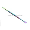 Accessoires Fumeurs Accessoire Rainbow 4,76 Pouces Métal Dabber Wax Dab Outil Avec Sile Tip Pot Acrylique Pour Vaporisateur Huile Dabbing Nail Dhcde