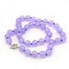 Kedjor 10mm runda violetta jades chalcedony halsband natursten handade kvinnor halskor diy modesmycken gör design